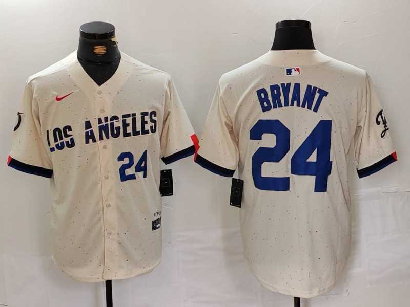 Mens Los Angeles Dodgers #24 Kobe Bryant Number Cream 2024 City Connect Limited Stitched Jerseys